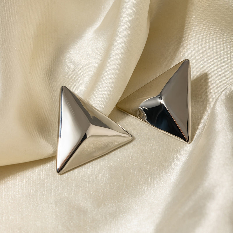 Samira Stainless Steel 3D Triangle Earrings