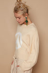 Renata Round Neck Long Sleeve Peace Sign Sweater