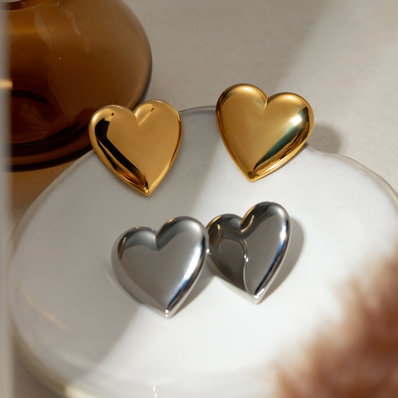 Skyla Stainless Steel Heart Stud Earrings