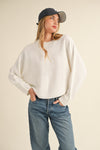 Haisley Round Neck Dolman Sleeve Cropped Sweater