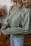 Sadie Eyelet Round Neck Long Sleeve Sweatshirt