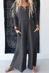 Simone Pocketed Long Sleeve Wide Leg Jumpsuit