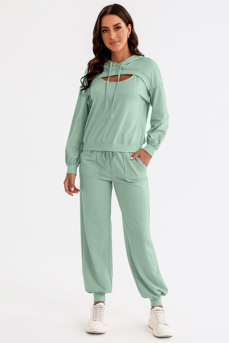 Ember Cutout Drawstring Hoodie and Joggers Active Set