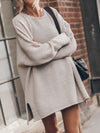 Rylee Round Neck Long Sleeve Slit Sweater