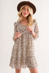 Lana Leopard Ruffle Hem Woven Mini Dress