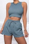 Dallas Round Neck Top and Drawstring Shorts Set