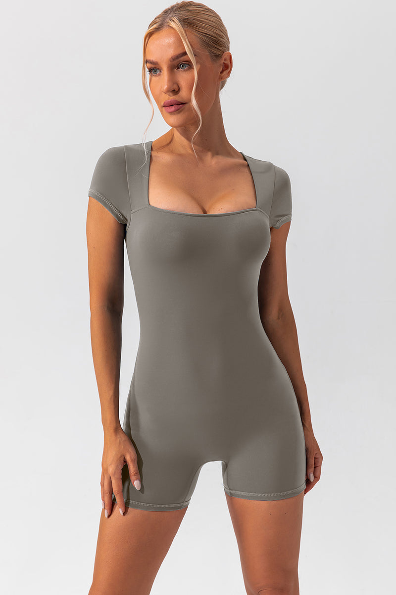 Aleena Square Neck Cap Sleeve Active Romper