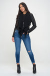 Journey Knit Collared Faux Leather Crop Jacket