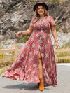 Amy Plus Size Floral Slit Ruffle Hem Dress