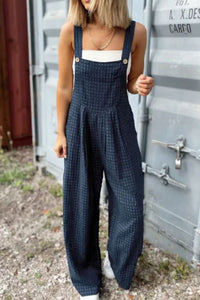 Avalynn Plaid Wide Strap Wide Leg Overalls