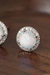 Maggie 925 Sterling Silver Platinum-Plated Opal Round Stud Earrings