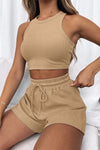 Dallas Round Neck Top and Drawstring Shorts Set