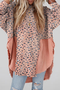 Rayna Textured Leopard Dropped Shoulder Blouse