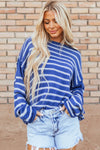 Saige Striped Round Neck Dropped Shoulder Sweater