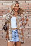 Caroline Plaid Snap Down Dropped Shoulder Shacket