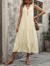 Dani Decorative Button Notched Sleeveless Dress