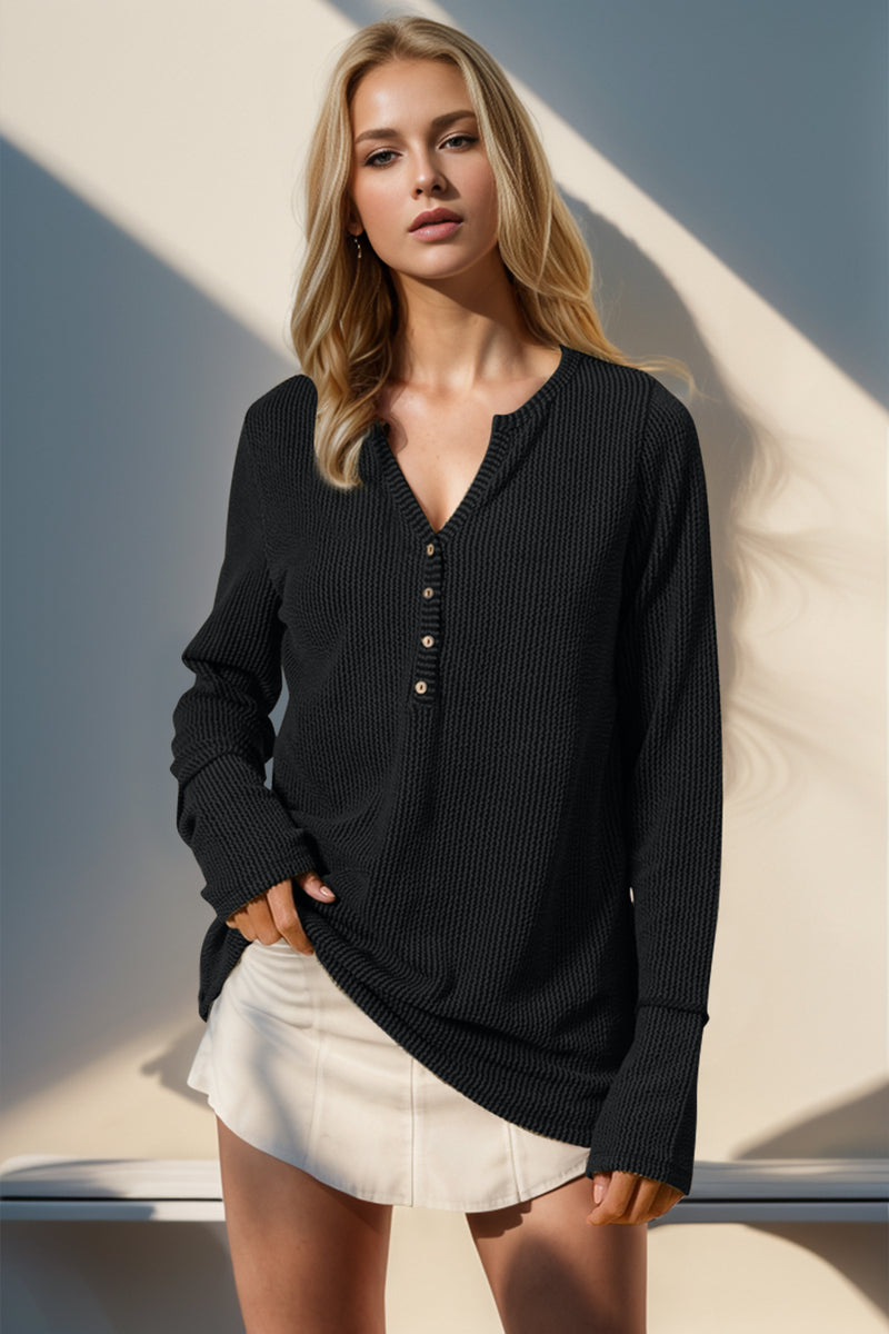 Raegan Notched Thumbhole Long Sleeve T-Shirt