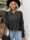 Elodie Cable-Knit Round Neck Dropped Shoulder Sweater