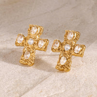 Oaklyn 18K Gold-Plated Zircon Cross Earrings