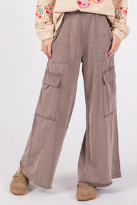 Gwendolyn Knit Terry Mineral Wash Wide Leg Pants