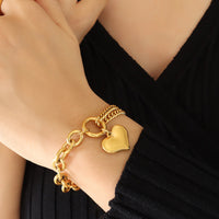Selena Heart & Chain Titanium Steel Bracelet