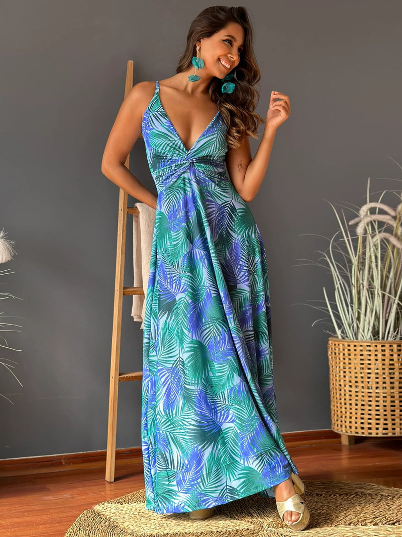 Hunter Twisted Printed V-Neck Cami Dress