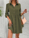 Elisa Button Up Collared Neck Long Sleeve Dress