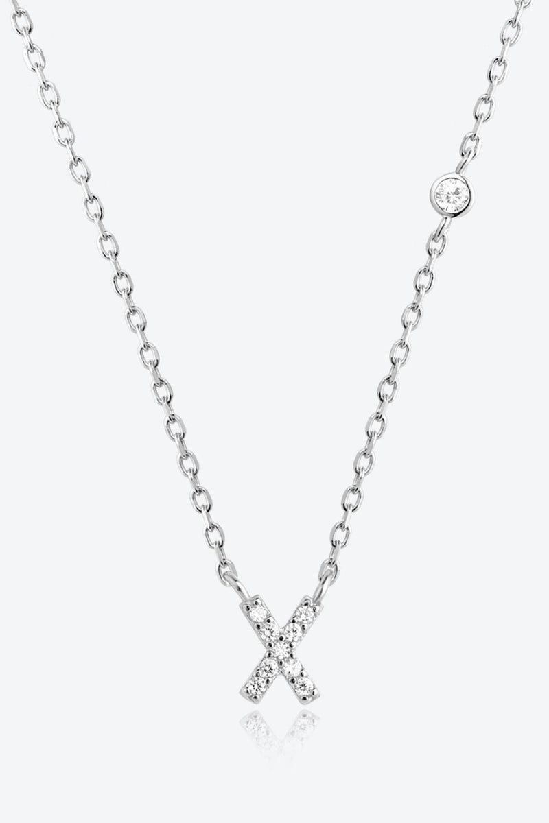 Angelina V To Z Zircon 925 Sterling Silver Necklace