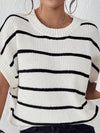 Ruth Striped Round Neck Short Sleeve Knit Top