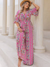 Julia Plus Size Printed Half Sleeve Wide Leg Jumpsuit