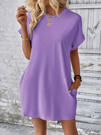 Evelynn Pocketed Round Neck Short Sleeve Dress