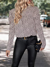 Julia Printed Round Neck Puff Sleeve Blouse