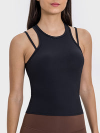 Kamilah Cutout Round Neck Racerback Active Tank