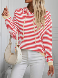 Lena Striped Long Sleeve Hooded Knit Top