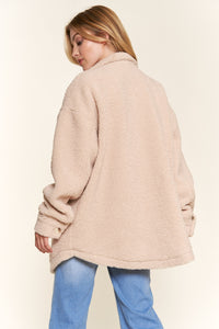 Mavis Teddy Sherpa Button Down Curved Hem Shacket