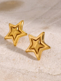 Alondra Stainless Steel Star Stud Earrings