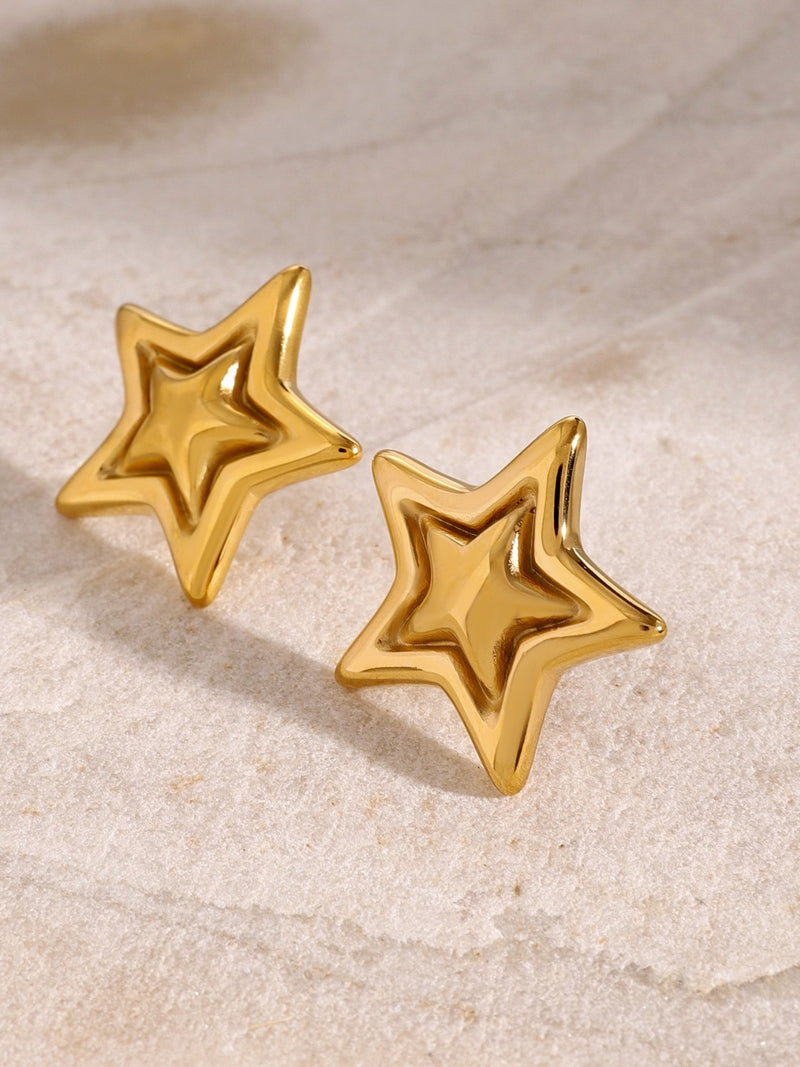 Alondra Stainless Steel Star Stud Earrings