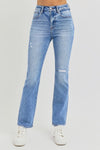 Avayah Distressed High-Rise Ankle Straight Jeans