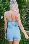 India Tied Spaghetti Strap Denim Romper