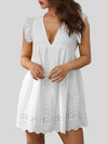 Bianca Ruffled Eyelet Cap Sleeve Mini Dress