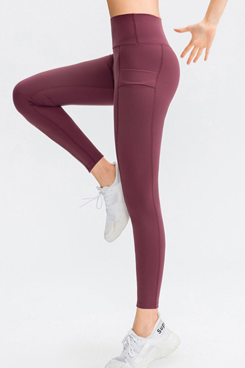 Evangeline Wide Waistband Slim Fit Long Sports Pants with Pocket