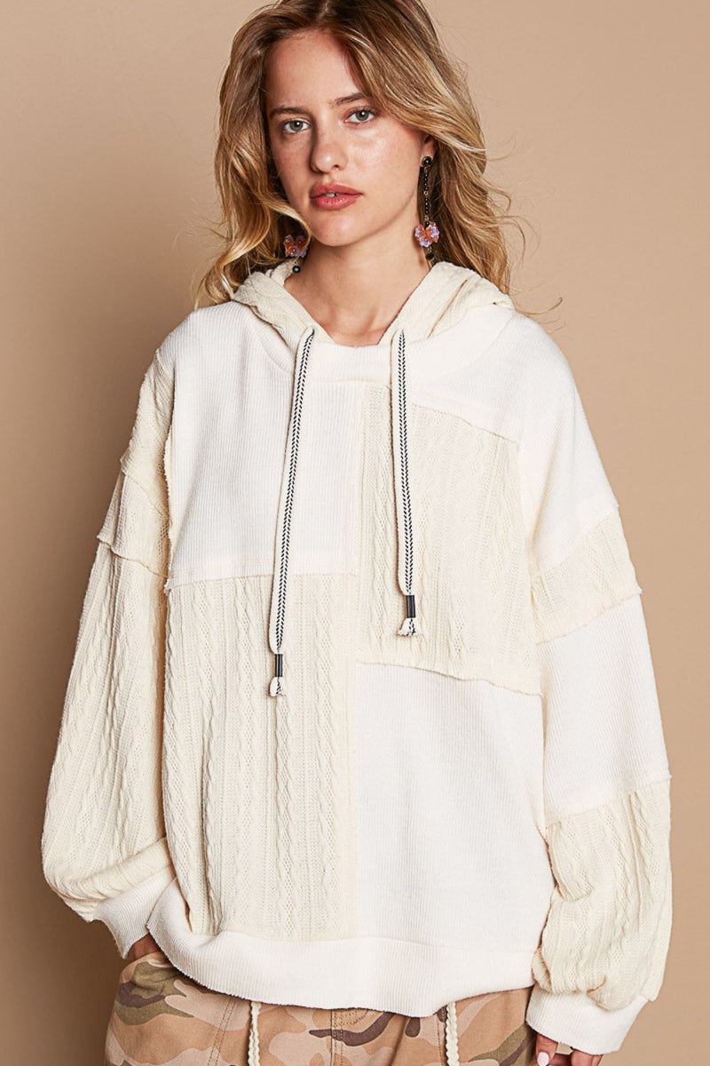 Natalia Exposed Seam Hooded Knit Top