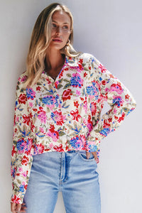 Sylvia Floral Collared Neck Long Sleeve Shirt