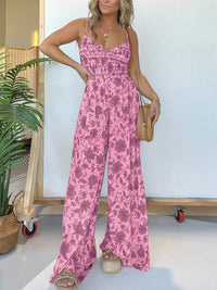 Guinevere Printed Spaghetti Strap Wide Leg Jumpsuit