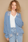 Jazmine Open Front Washed Knit Cardigan with Pockets