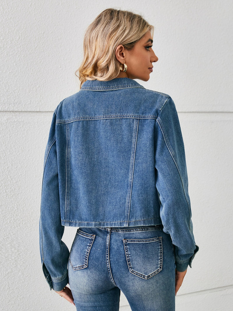 Persephone Button Up Long Sleeve Denim Jacket