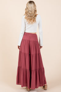 Alena Tier Detail Smocked Elastic Waist Wide Leg Pants