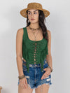 Amaris Fringe Lace-Up Wide Strap Tank