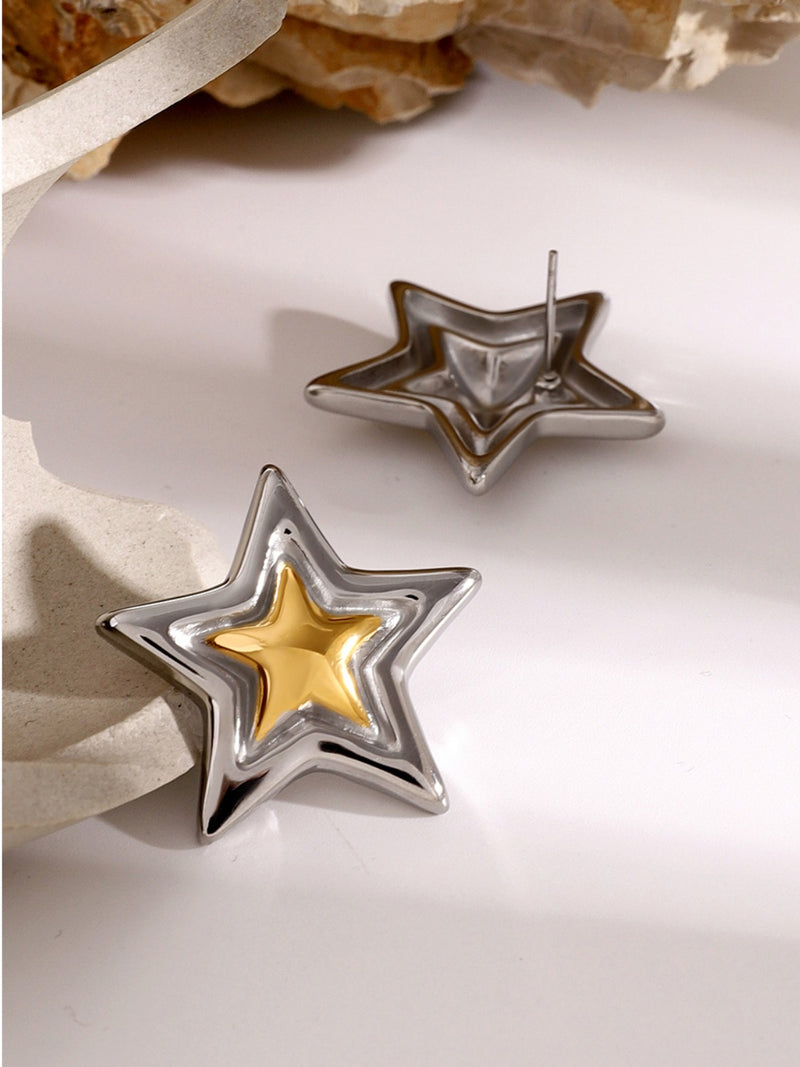 Alondra Stainless Steel Star Stud Earrings