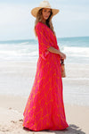 Aitana Drawstring Printed V-Neck Maxi Dress